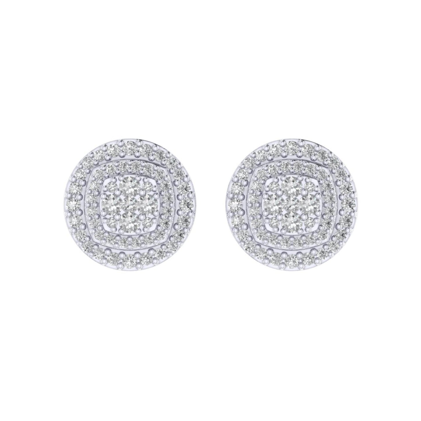 Sterling Silver Round Diamond Oval Shape Designer Stud Earring RP 1/2 Cttw