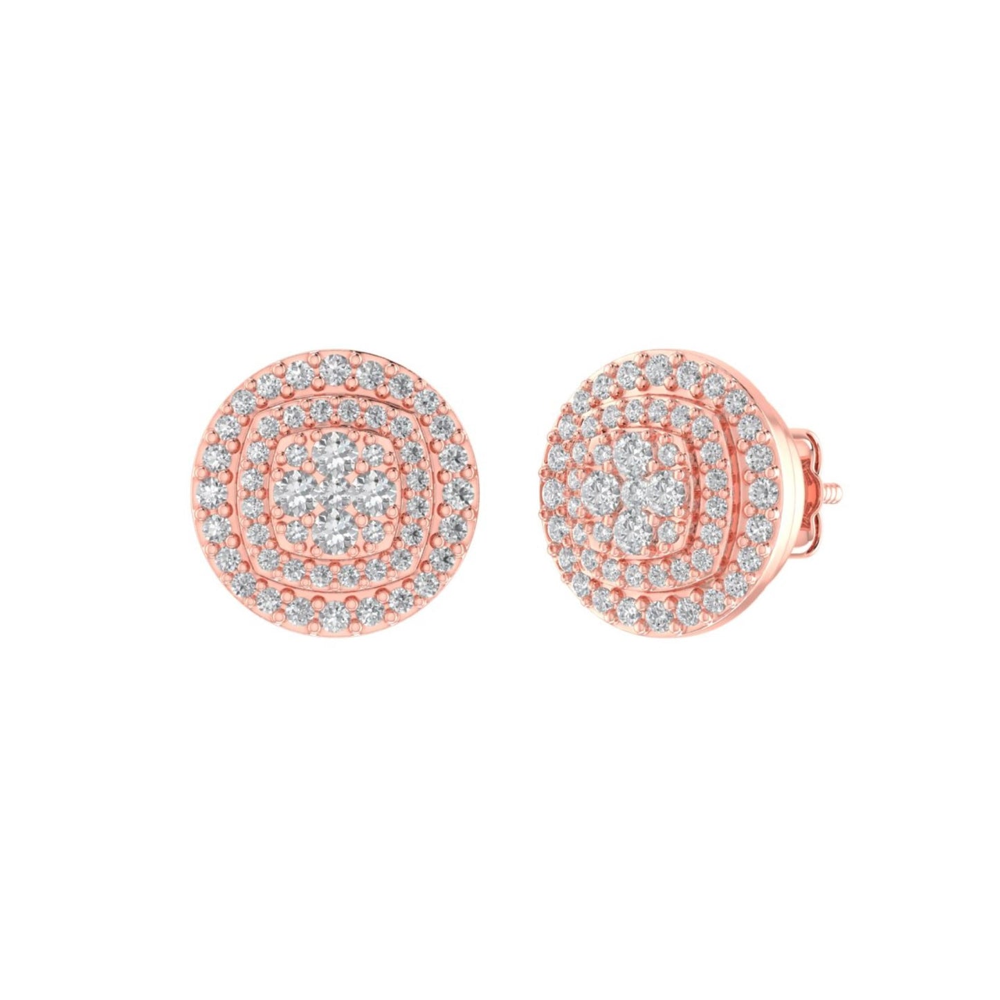 Sterling Silver Round Diamond Oval Shape Designer Stud Earring RP+PP 1/2 Cttw