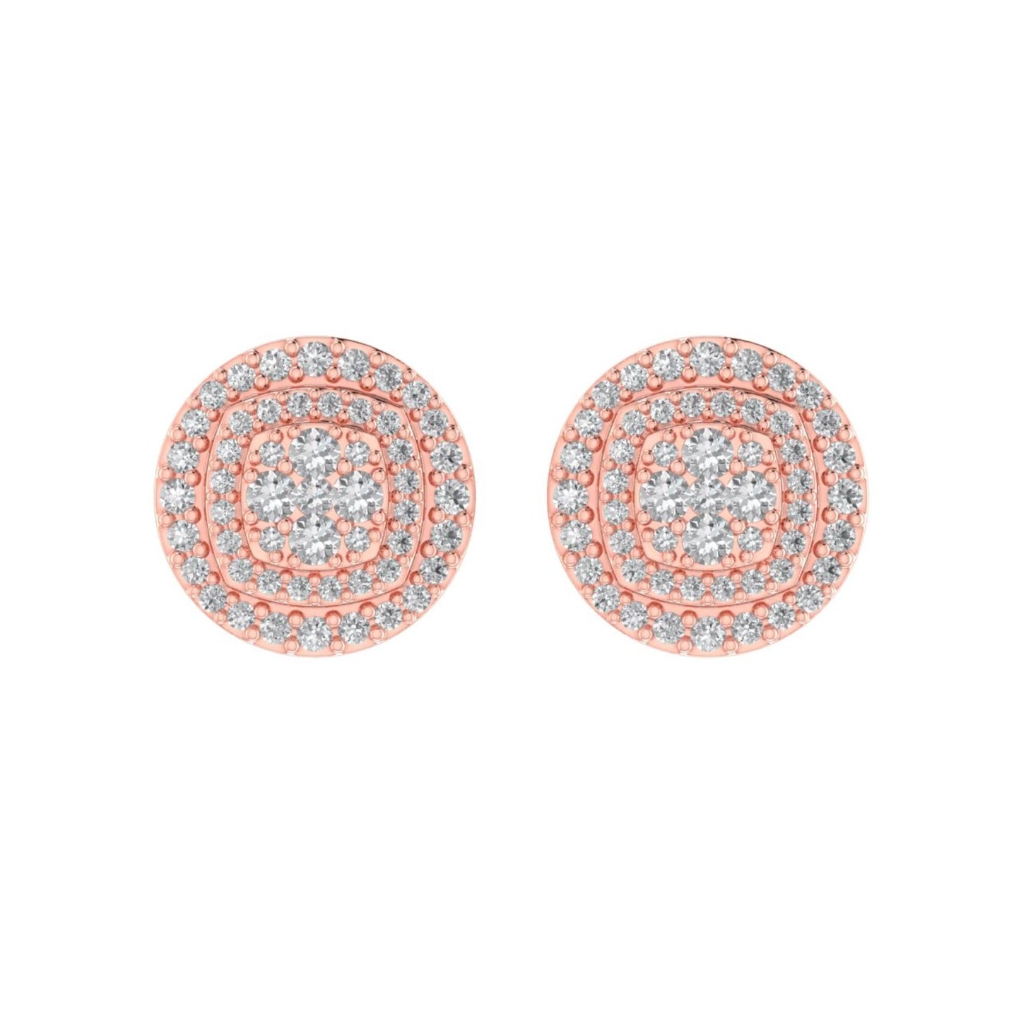 Sterling Silver Round Diamond Oval Shape Designer Stud Earring RP+PP 1/2 Cttw