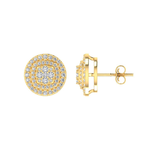 Sterling Silver Round Diamond Oval Shape Designer Stud Earring RP+GP 1/2 Cttw