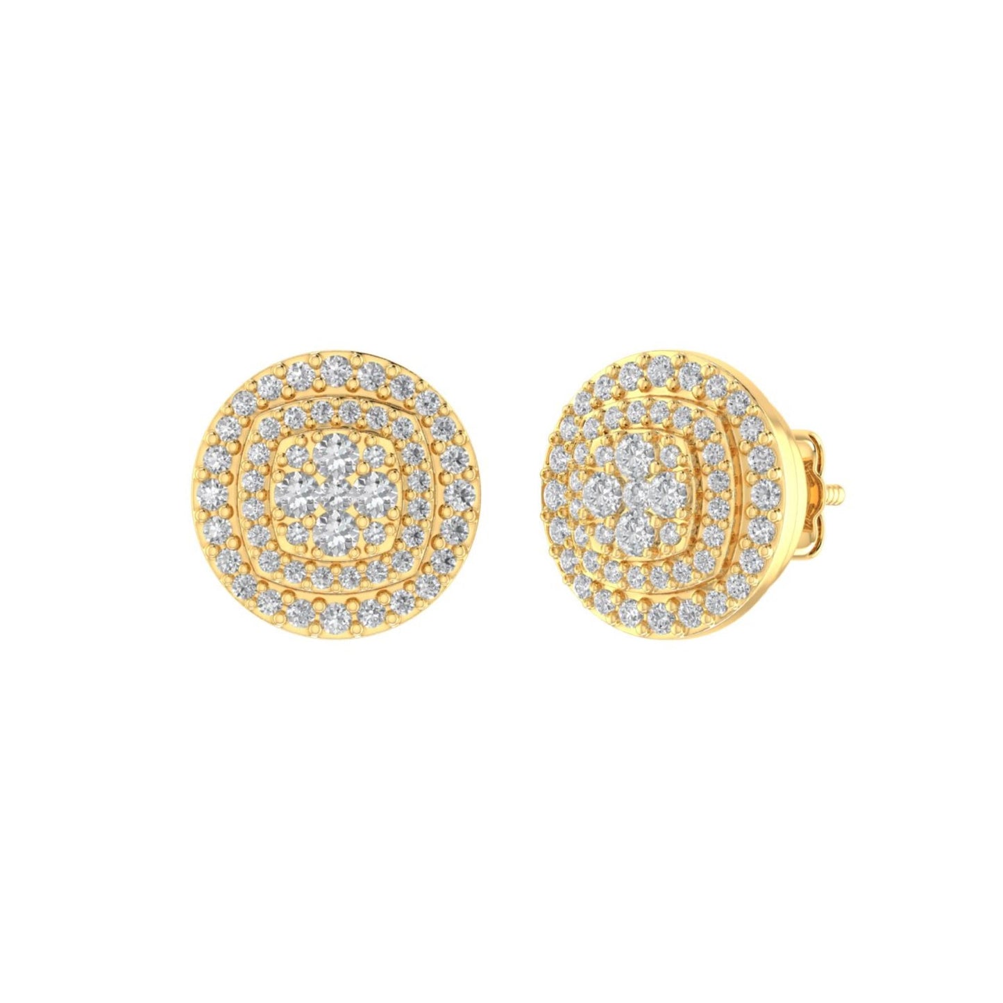 Sterling Silver Round Diamond Oval Shape Designer Stud Earring RP+GP 1/2 Cttw