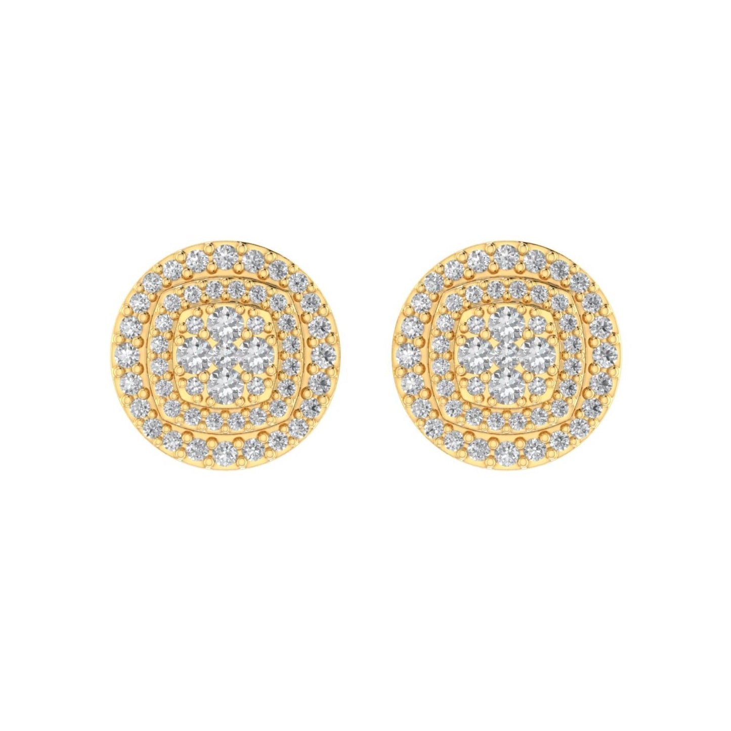 Sterling Silver Round Diamond Oval Shape Designer Stud Earring RP+GP 1/2 Cttw
