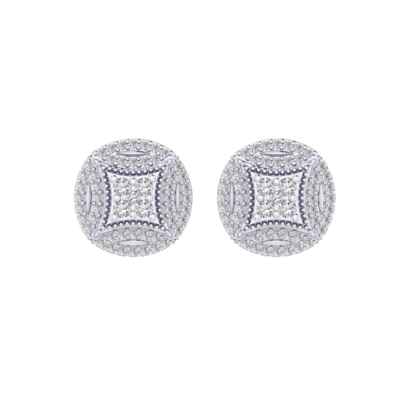 Sterling Silver Round Diamond Circle Shape Designer Stud Earring RP 3/8 Cttw