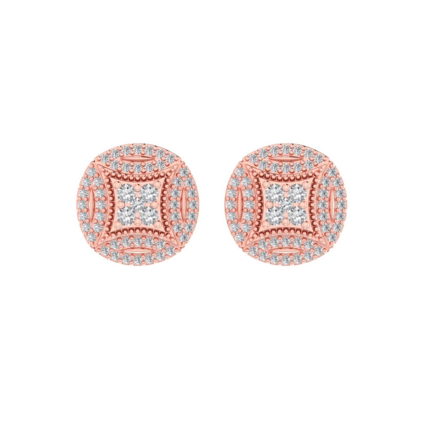 Sterling Silver Round Diamond Circle Shape Designer Stud Earring RP+PP 1/2 Cttw