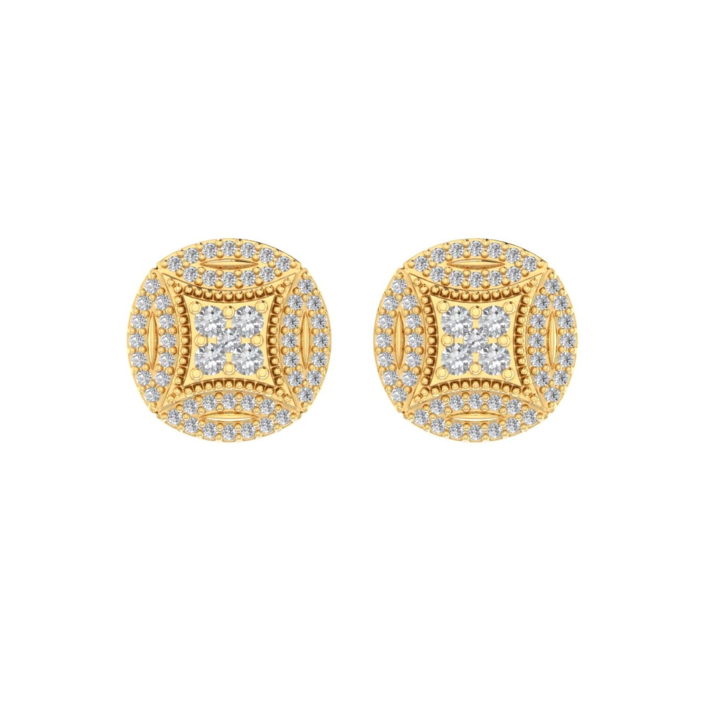 Sterling Silver Round Diamond Circle Shape Designer Stud Earring RP+GP 3/8 Cttw