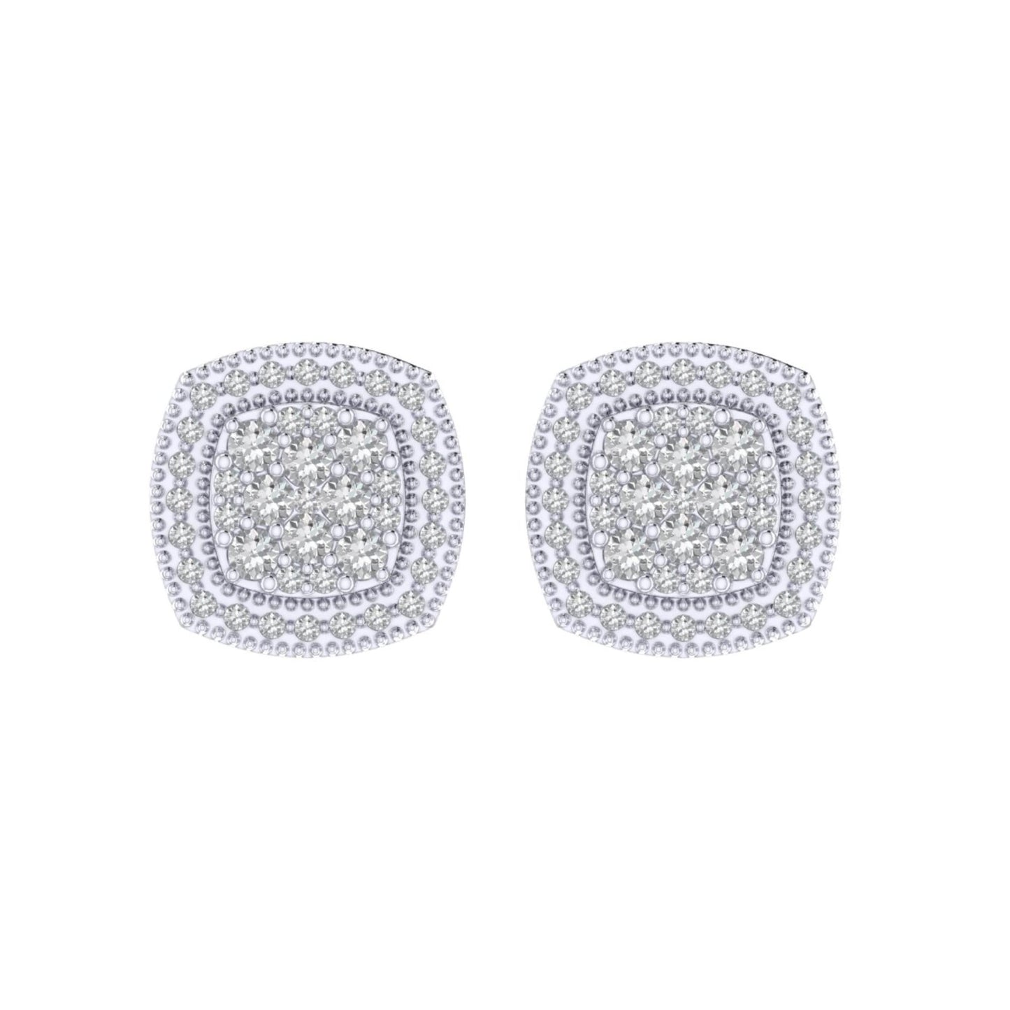 Sterling Silver Round Diamond Square Shape Designer Stud Earring RP 1/2 Cttw