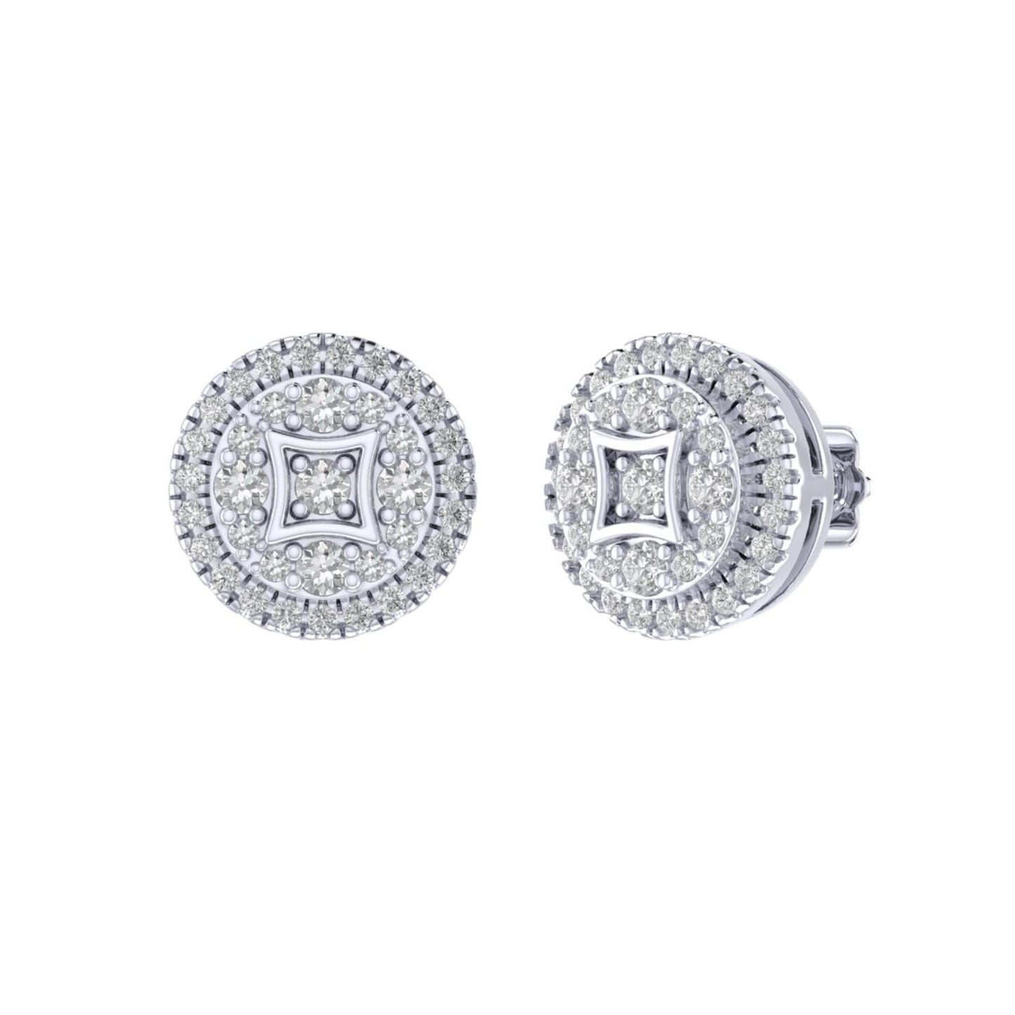 Sterling Silver Round Diamond Circle Shape Designer Stud Earring RP 3/8 Cttw