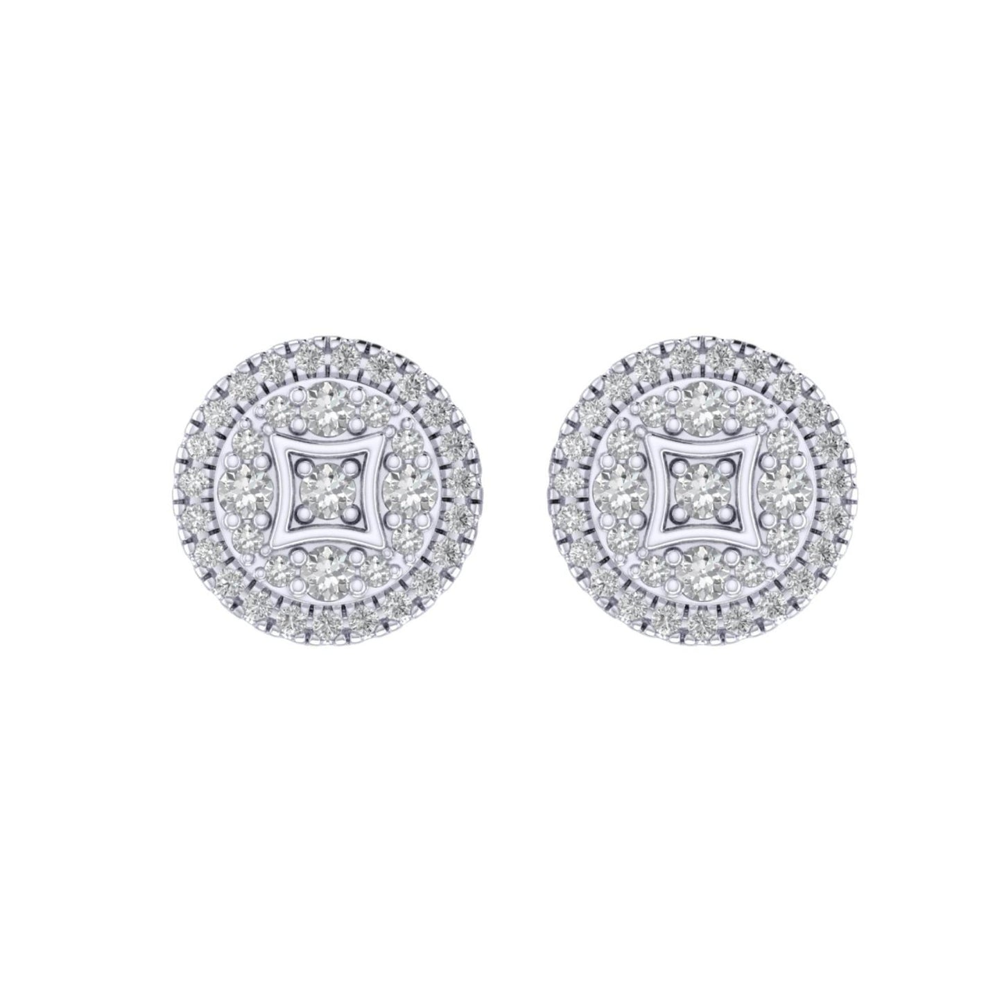 Sterling Silver Round Diamond Circle Shape Designer Stud Earring RP 3/8 Cttw