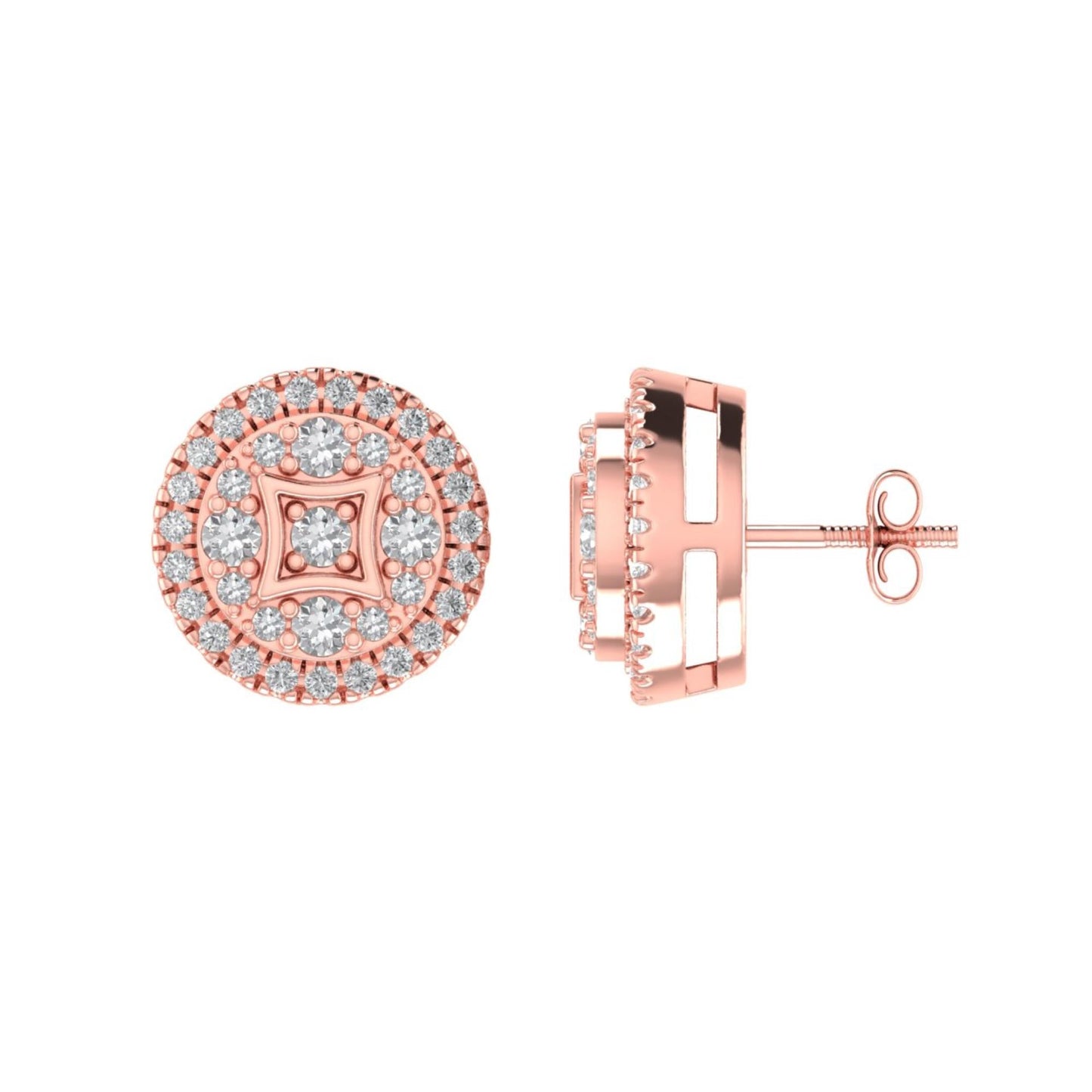 Sterling Silver Round Diamond Circle Shape Designer Stud Earring RP+PP 3/8 Cttw