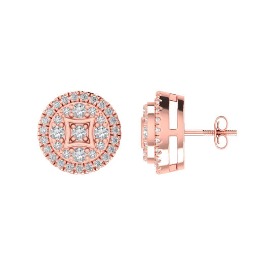 Sterling Silver Round Diamond Circle Shape Designer Stud Earring RP+PP 3/8 Cttw
