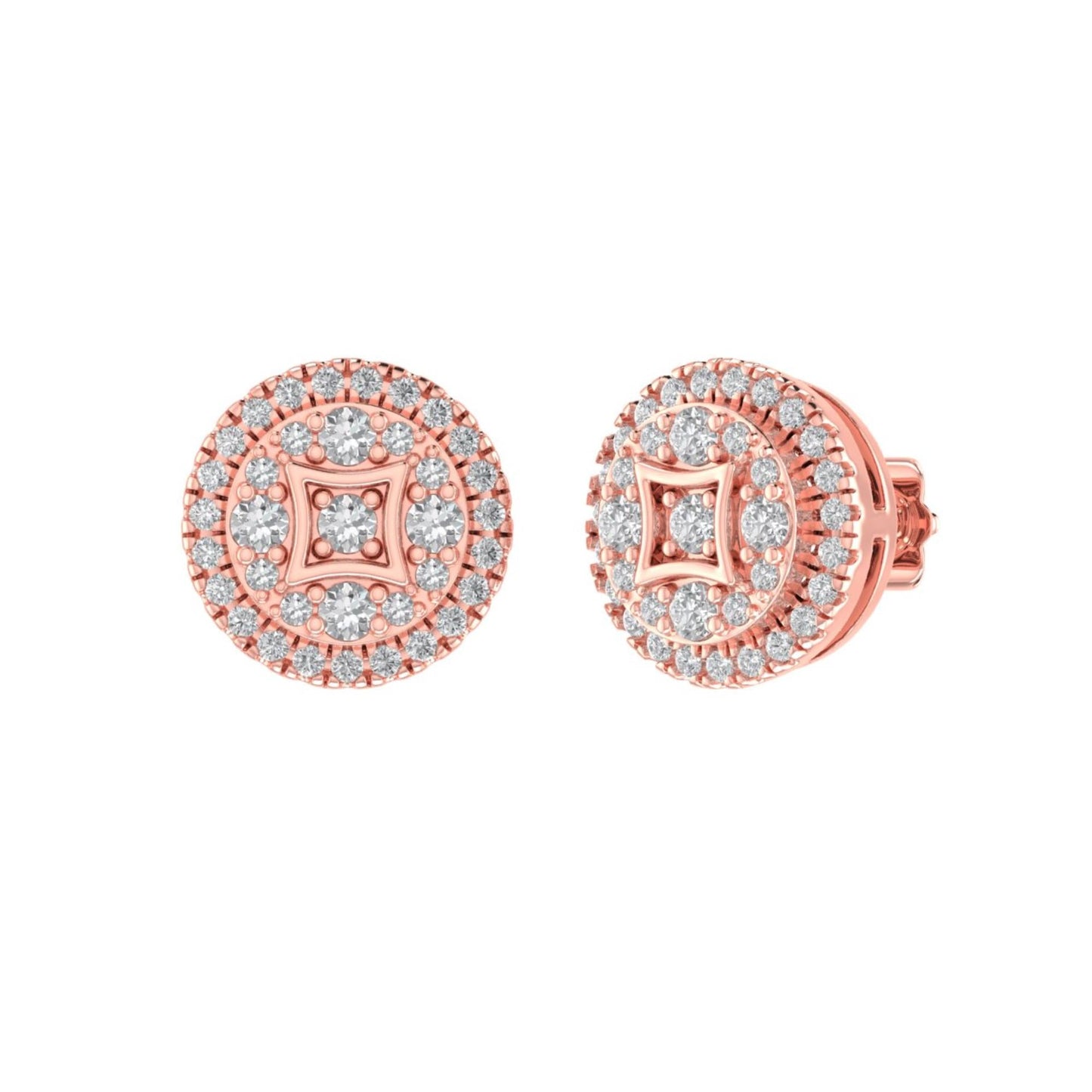Sterling Silver Round Diamond Circle Shape Designer Stud Earring RP+PP 3/8 Cttw