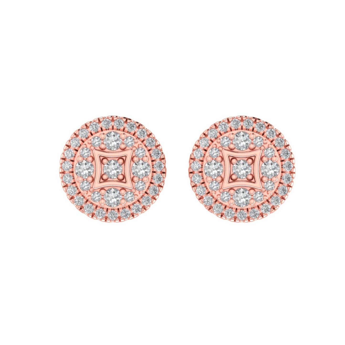 Sterling Silver Round Diamond Circle Shape Designer Stud Earring RP+PP 3/8 Cttw
