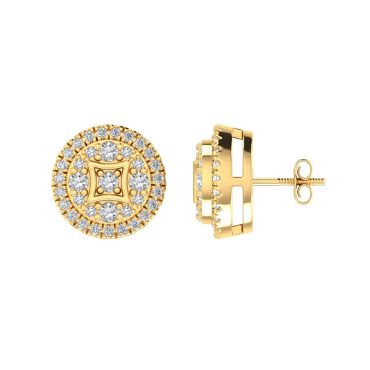 Sterling Silver Round Diamond Circle Shape Designer Stud Earring RP+GP 3/8 Cttw