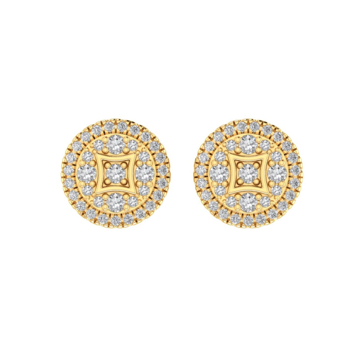 Sterling Silver Round Diamond Circle Shape Designer Stud Earring RP+GP 3/8 Cttw