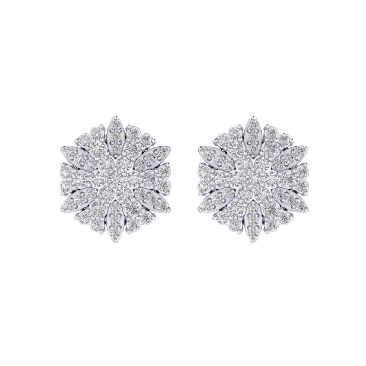 Sterling Silver Round Diamond Flower Designer Stud Earring RP 3/8 Cttw