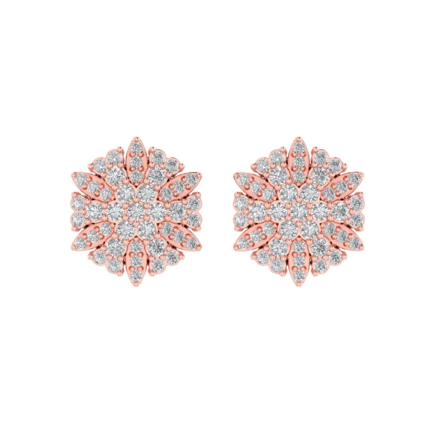Sterling Silver Round Diamond Flower Designer Stud Earring RP+PP 1/2 Cttw