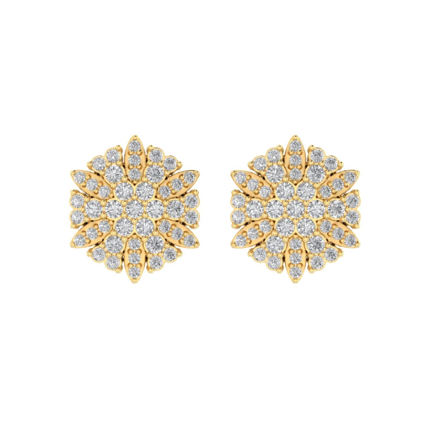 Sterling Silver Round Diamond Flower Designer Stud Earring RP+GP 1/2 Cttw