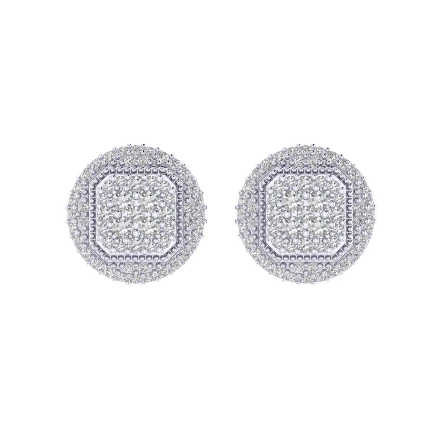 Sterling Silver Round Diamond Circle Shape Designer Stud Earring RP 1/2 Cttw