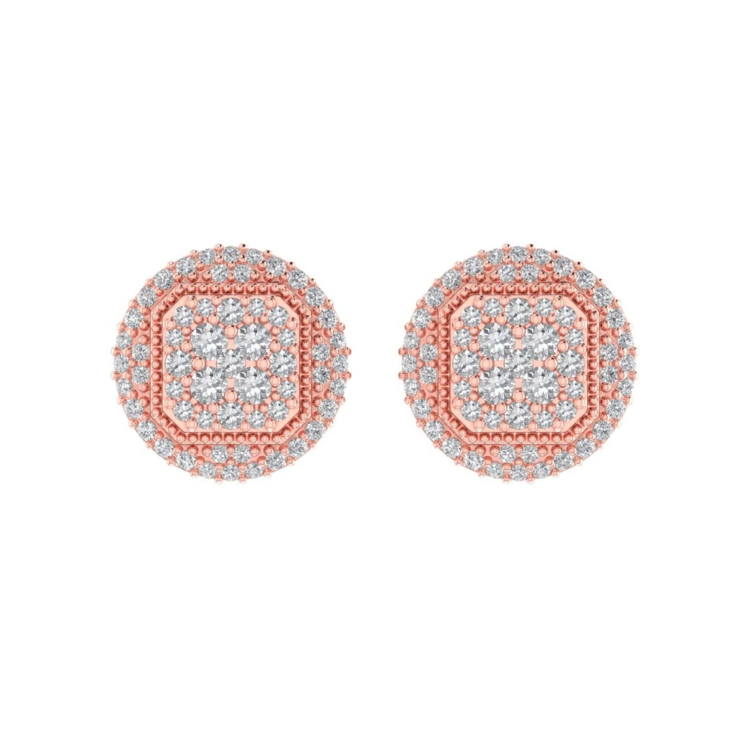 Sterling Silver Round Diamond Circle Shape Designer Stud Earring RP+PP 1/2 Cttw