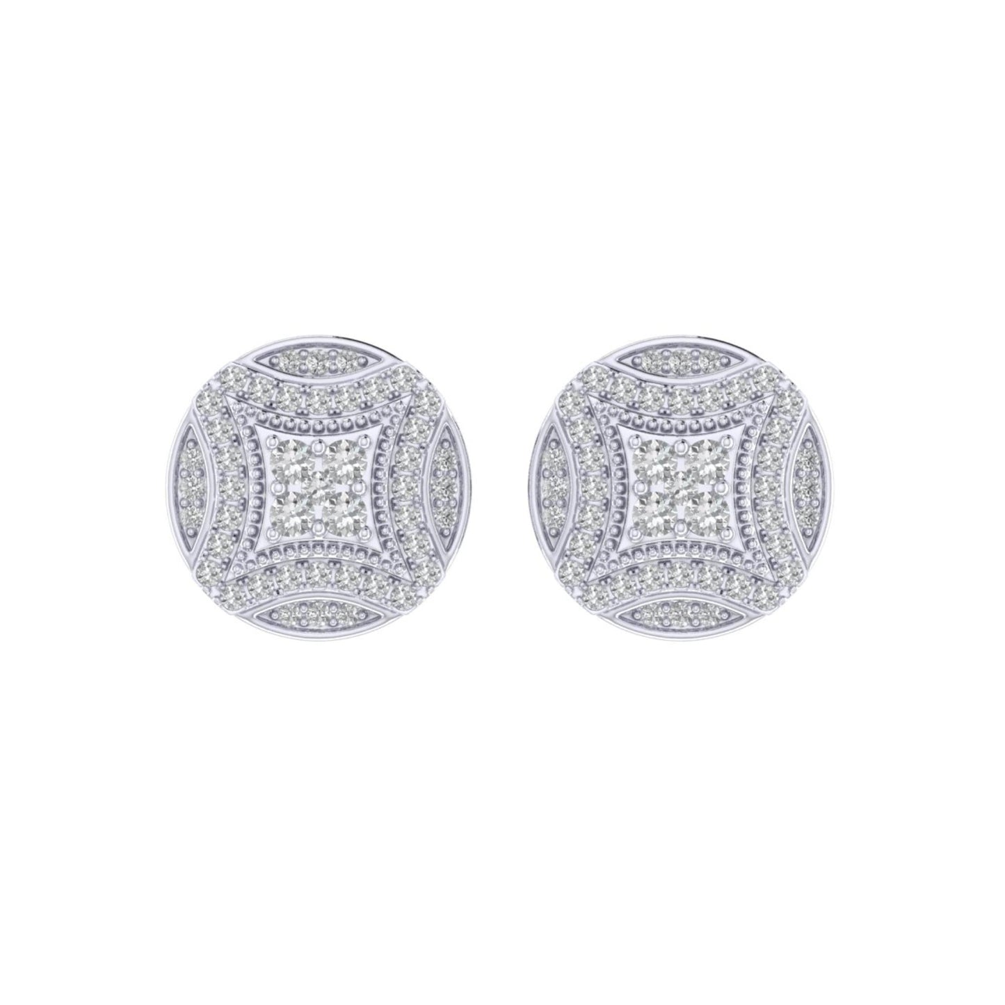 Sterling Silver Round Diamond Circle Shape Designer Stud Earring RP 3/8 Cttw