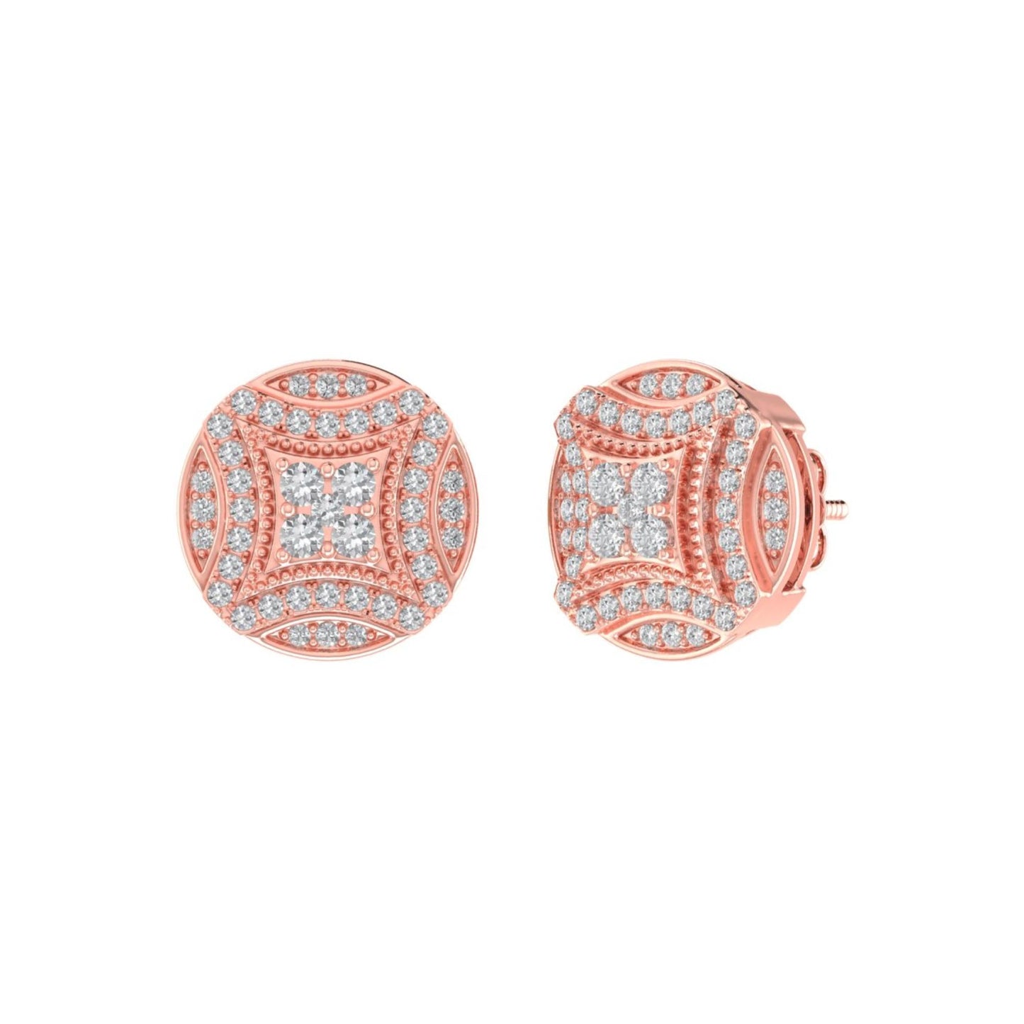 Sterling Silver Round Diamond Circle Shape Designer Stud Earring RP+PP 3/8 Cttw