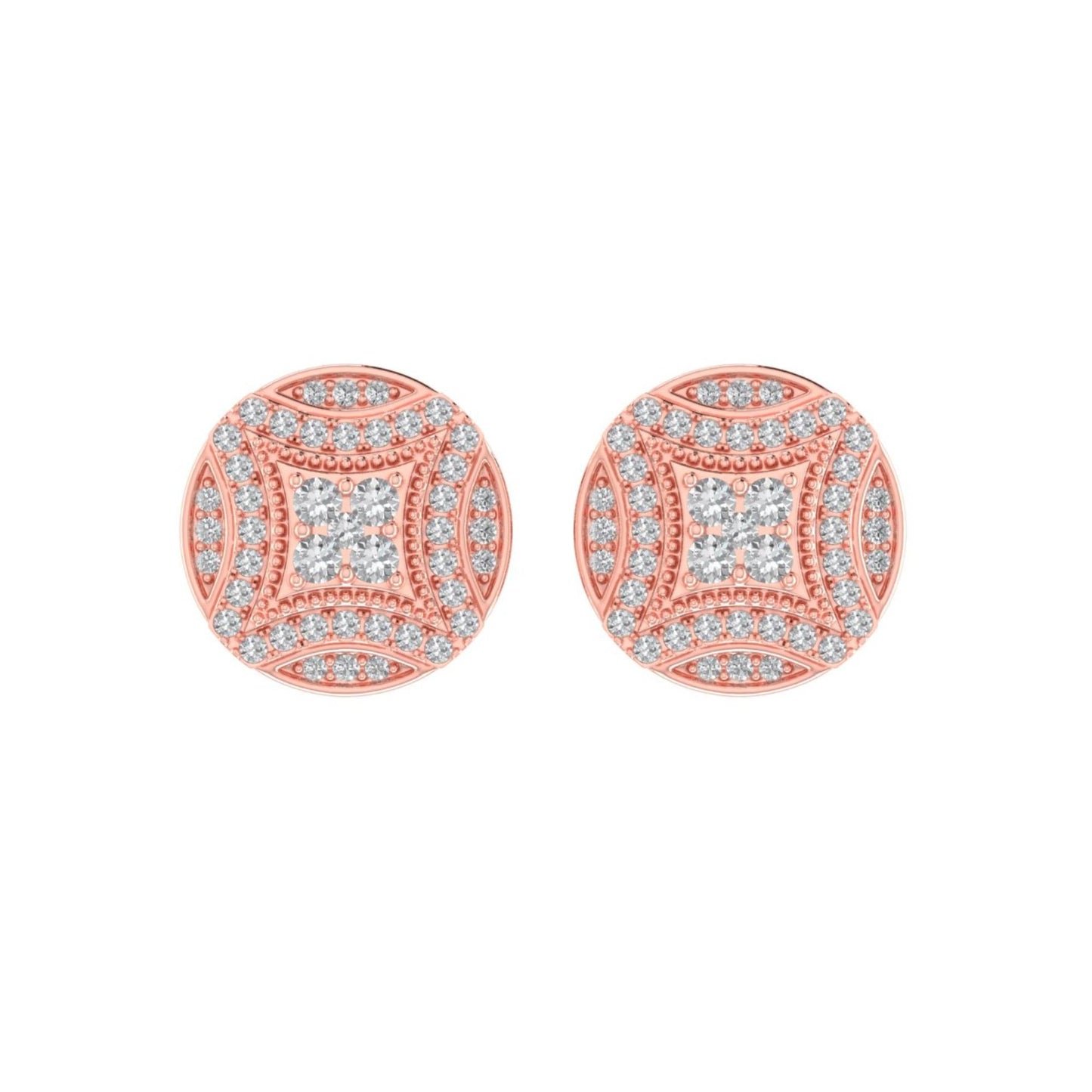 Sterling Silver Round Diamond Circle Shape Designer Stud Earring RP+PP 3/8 Cttw