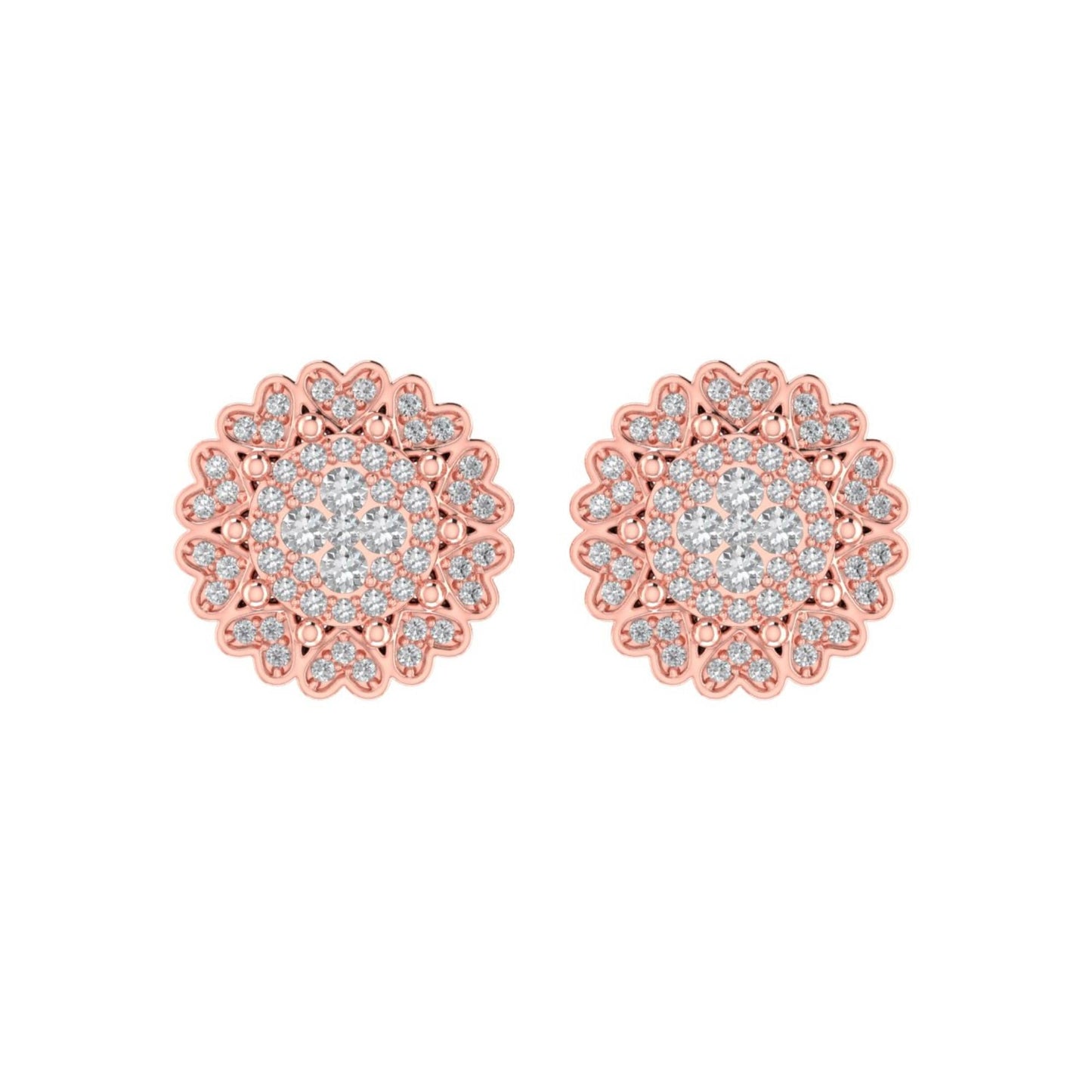 Sterling Silver Round Diamond Flower Designer Stud Earring RP+PP 1/2 Cttw