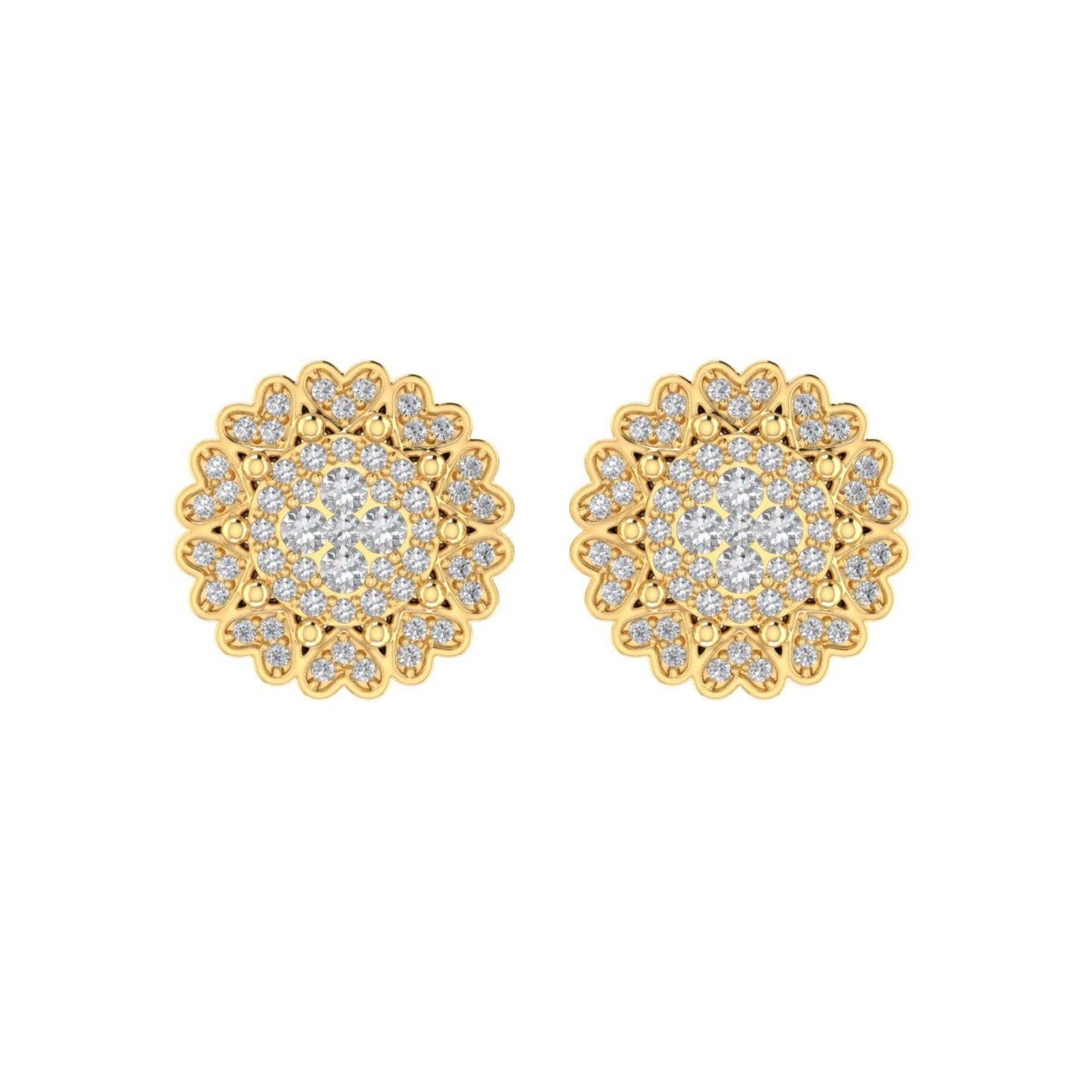 Sterling Silver Round Diamond Flower Designer Stud Earring RP+GP 1/2 Cttw
