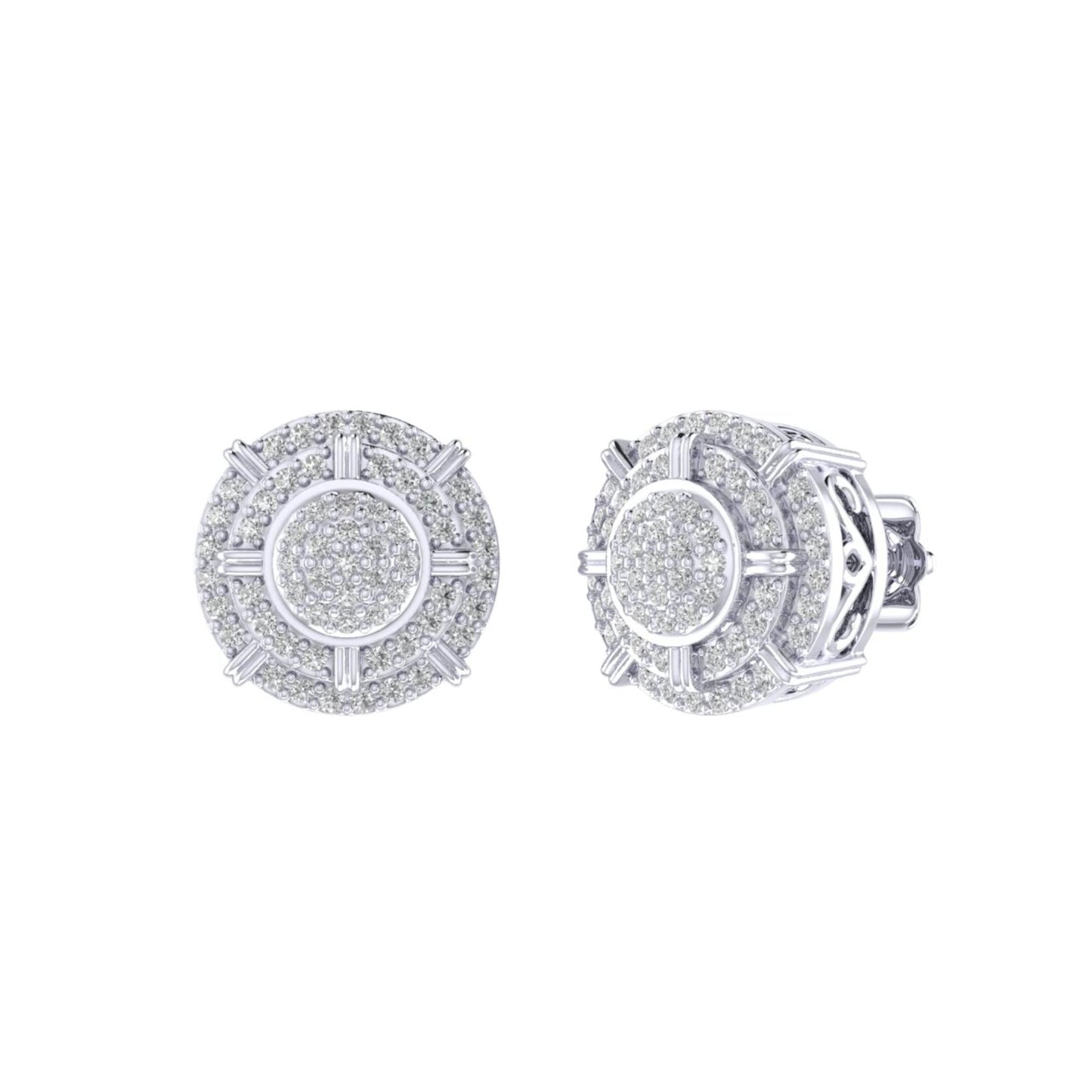 Sterling Silver Round Diamond Circle Shape Designer Stud Earring RP 1/3 Cttw