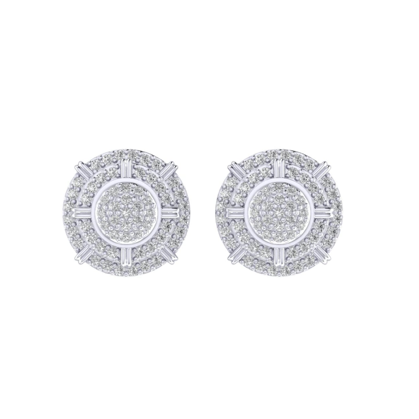 Sterling Silver Round Diamond Circle Shape Designer Stud Earring RP 1/3 Cttw