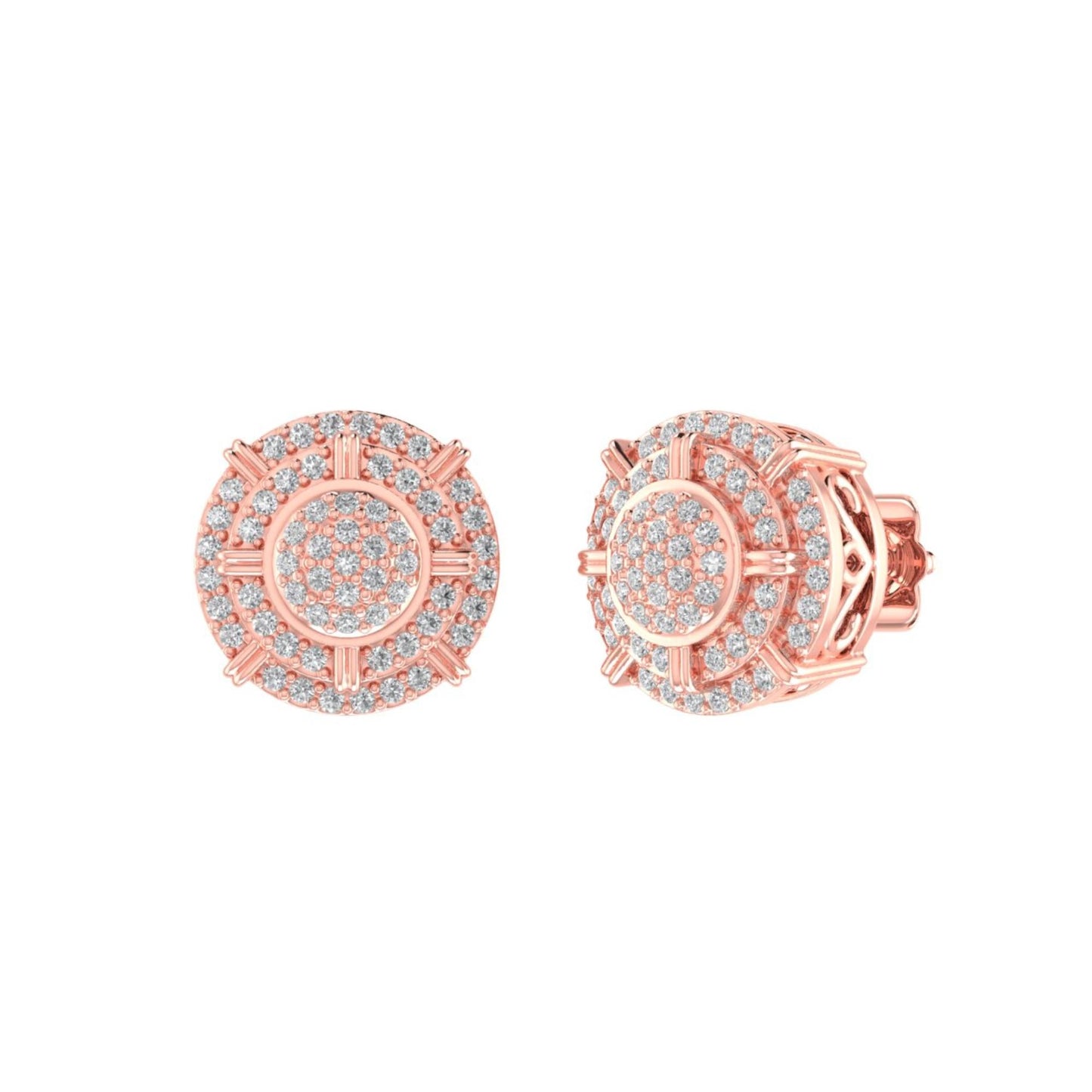 Sterling Silver Round Diamond Circle Shape Designer Stud Earring RP+PP 1/3 Cttw