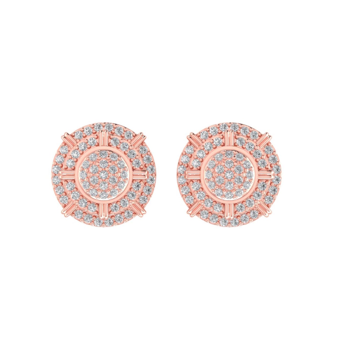 Sterling Silver Round Diamond Circle Shape Designer Stud Earring RP+PP 1/3 Cttw