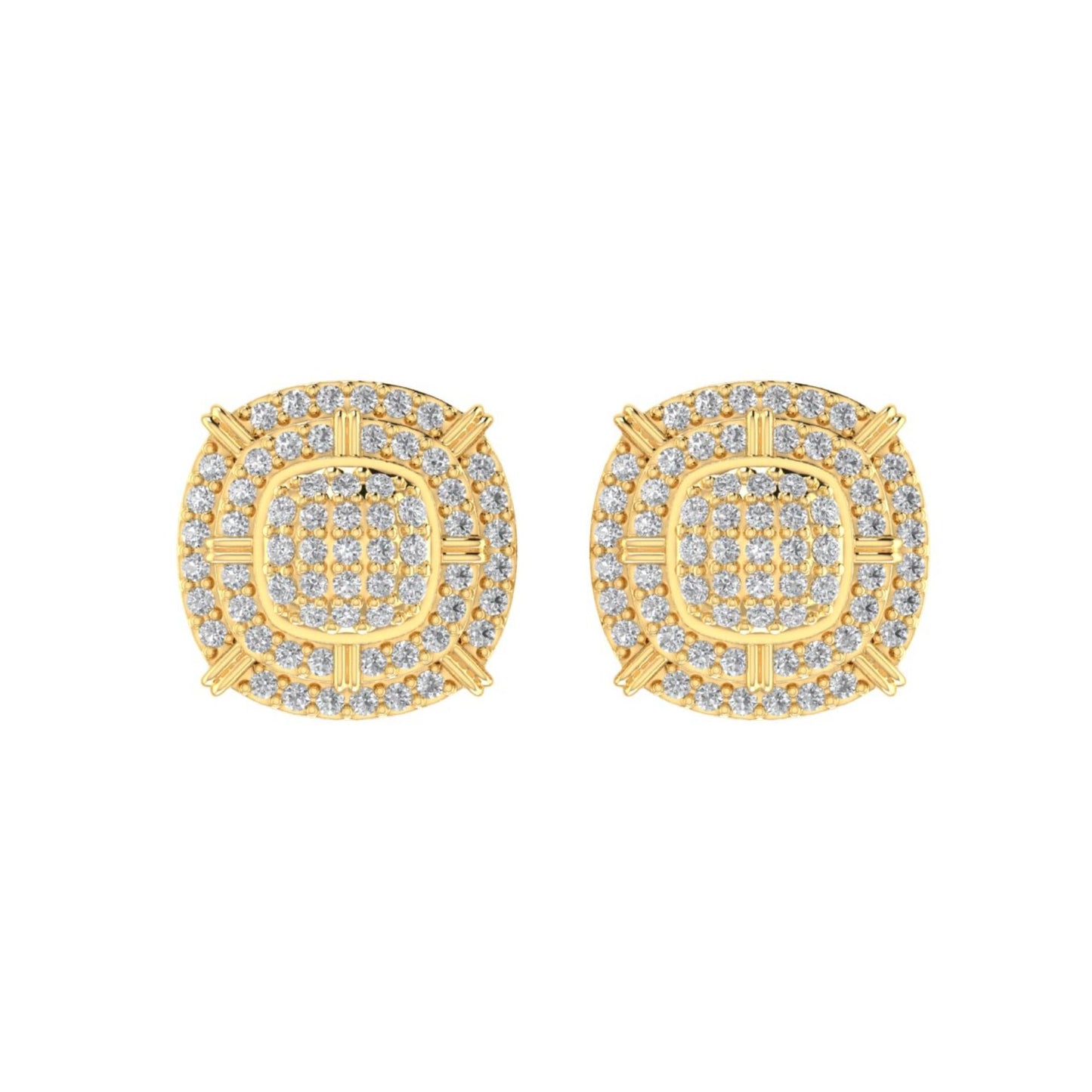 Sterling Silver Round Diamond Double Halo Designer Stud Earring RP+GP 3/8 Cttw