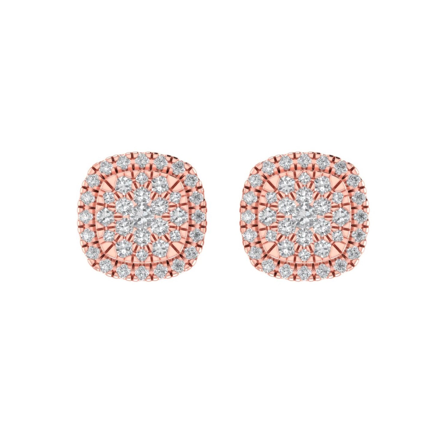Sterling Silver Round Diamond Square Designer Stud Earring RP+PP 3/8 Cttw