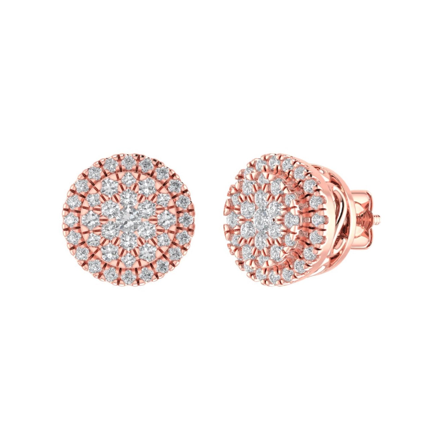 Sterling Silver Round Diamond Square Designer Stud Earring RP+PP 3/8 Cttw
