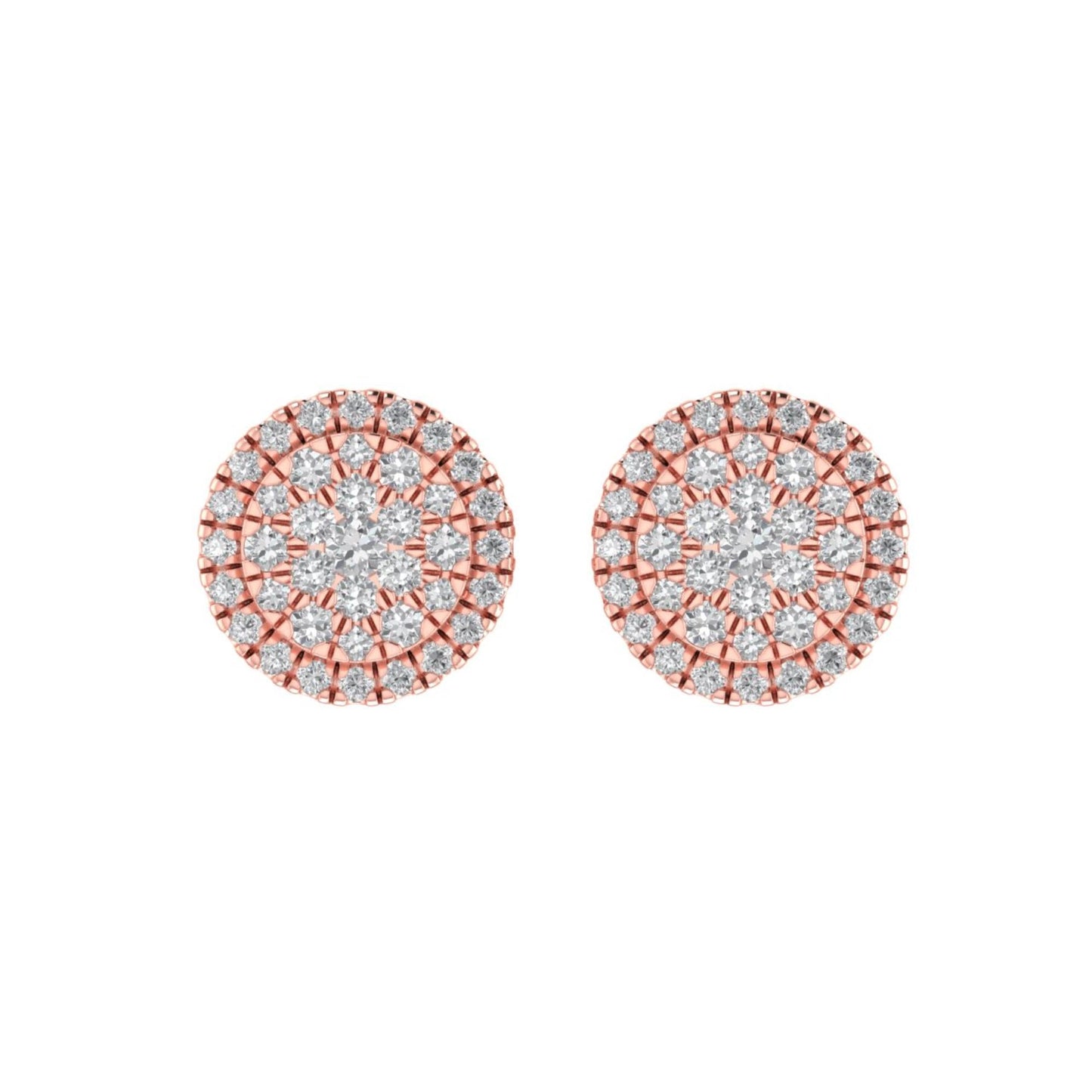 Sterling Silver Round Diamond Square Designer Stud Earring RP+PP 3/8 Cttw