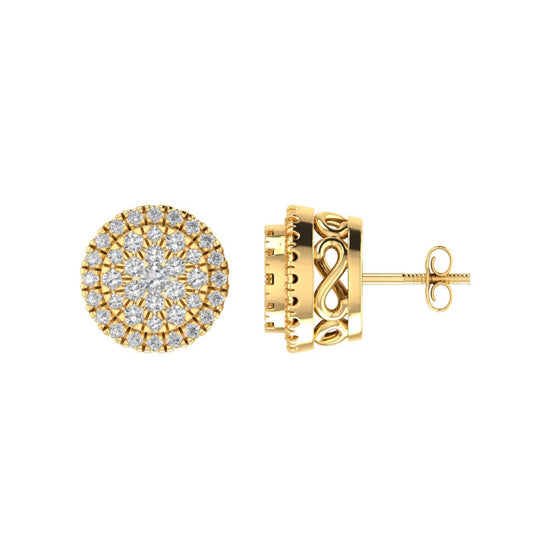 Sterling Silver Round Diamond Square Designer Stud Earring RP+GP 3/8 Cttw