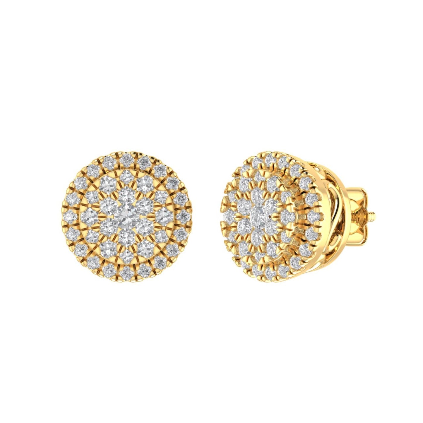 Sterling Silver Round Diamond Square Designer Stud Earring RP+GP 3/8 Cttw