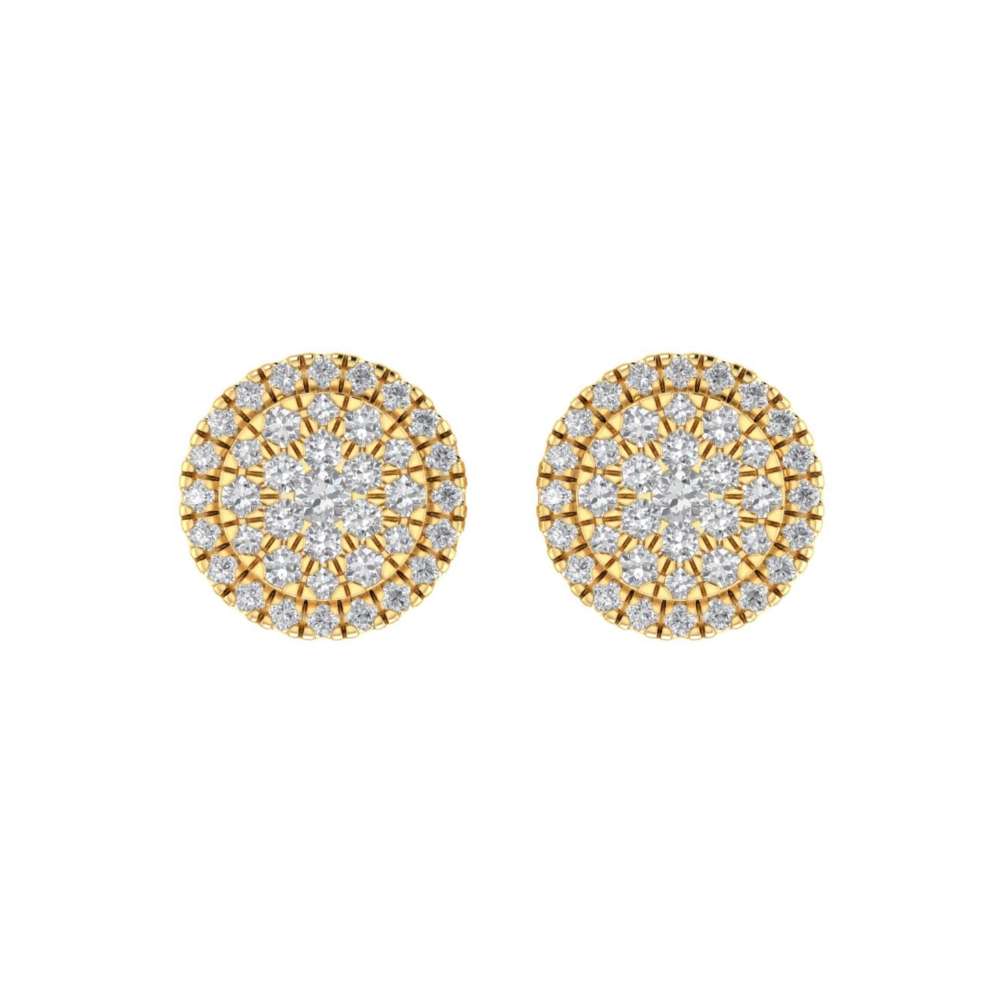 Sterling Silver Round Diamond Square Designer Stud Earring RP+GP 3/8 Cttw