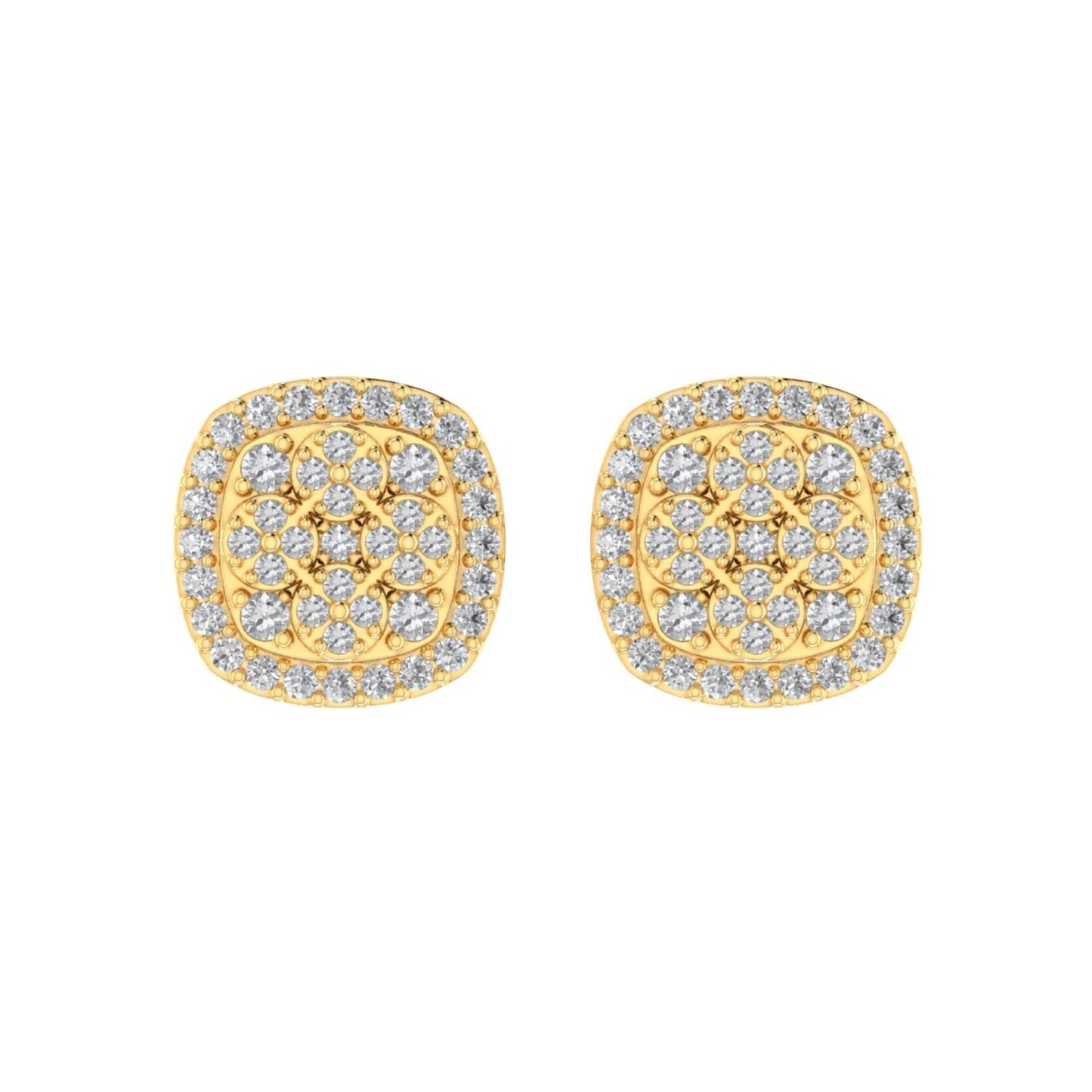 Sterling Silver Round Diamond Cushion Designer Stud Earring RP+GP 3/8 Cttw