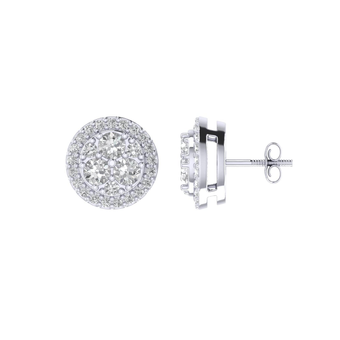 Sterling Silver Round Diamond Circle Designer Stud Earring RP 1/4 Cttw
