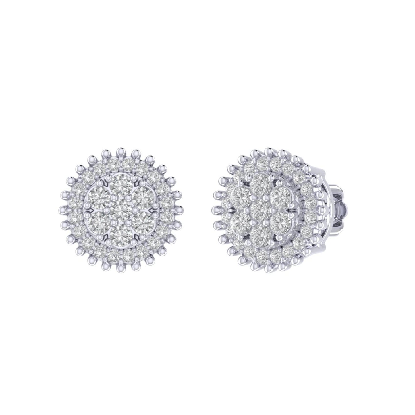 Sterling Silver Round Diamond Circle Designer Stud Earring RP 3/8 Cttw