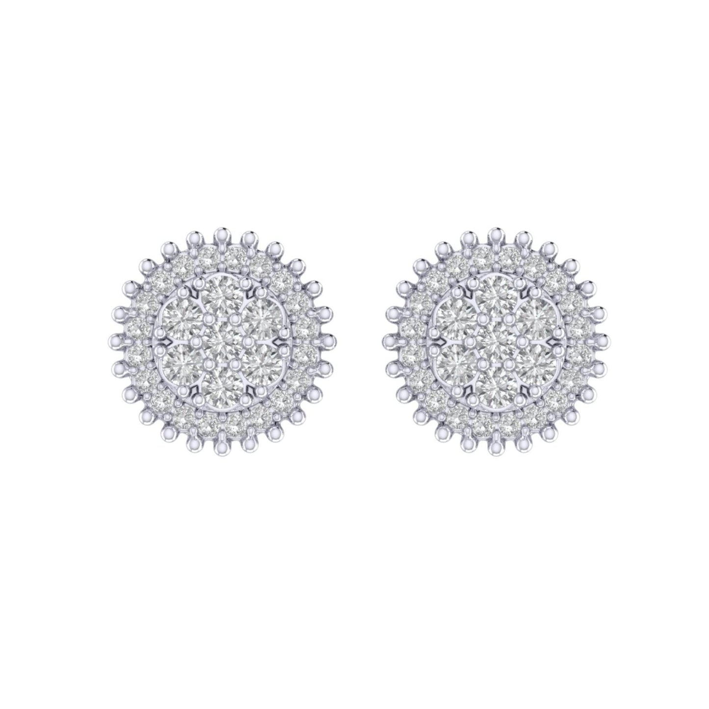 Sterling Silver Round Diamond Circle Designer Stud Earring RP 3/8 Cttw