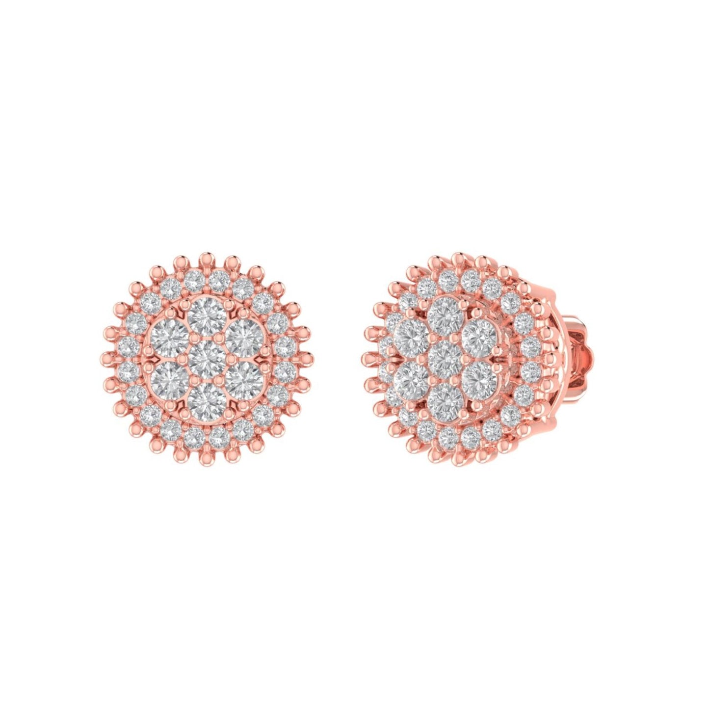 Sterling Silver Round Diamond Circle Designer Stud Earring RP+PP 3/8 Cttw