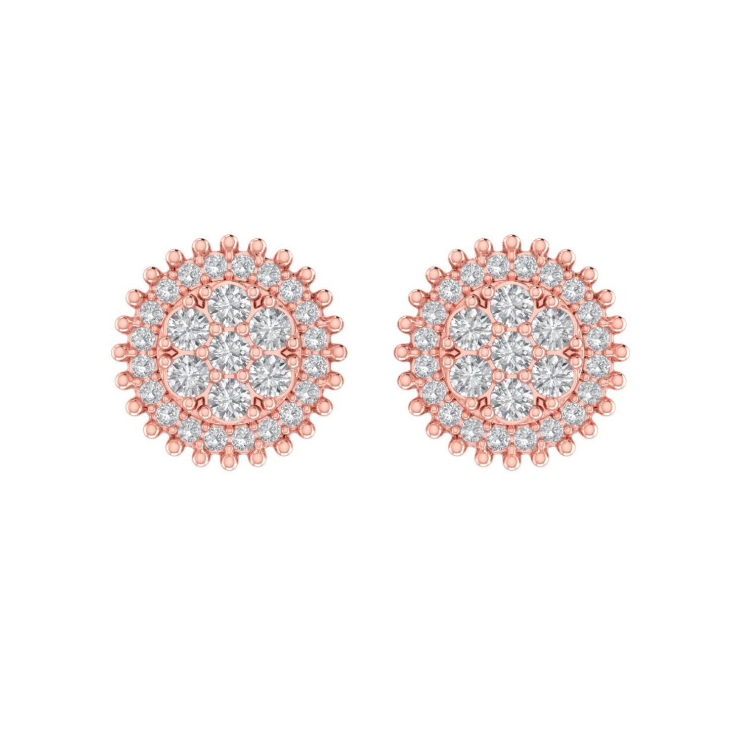 Sterling Silver Round Diamond Circle Designer Stud Earring RP+PP 3/8 Cttw