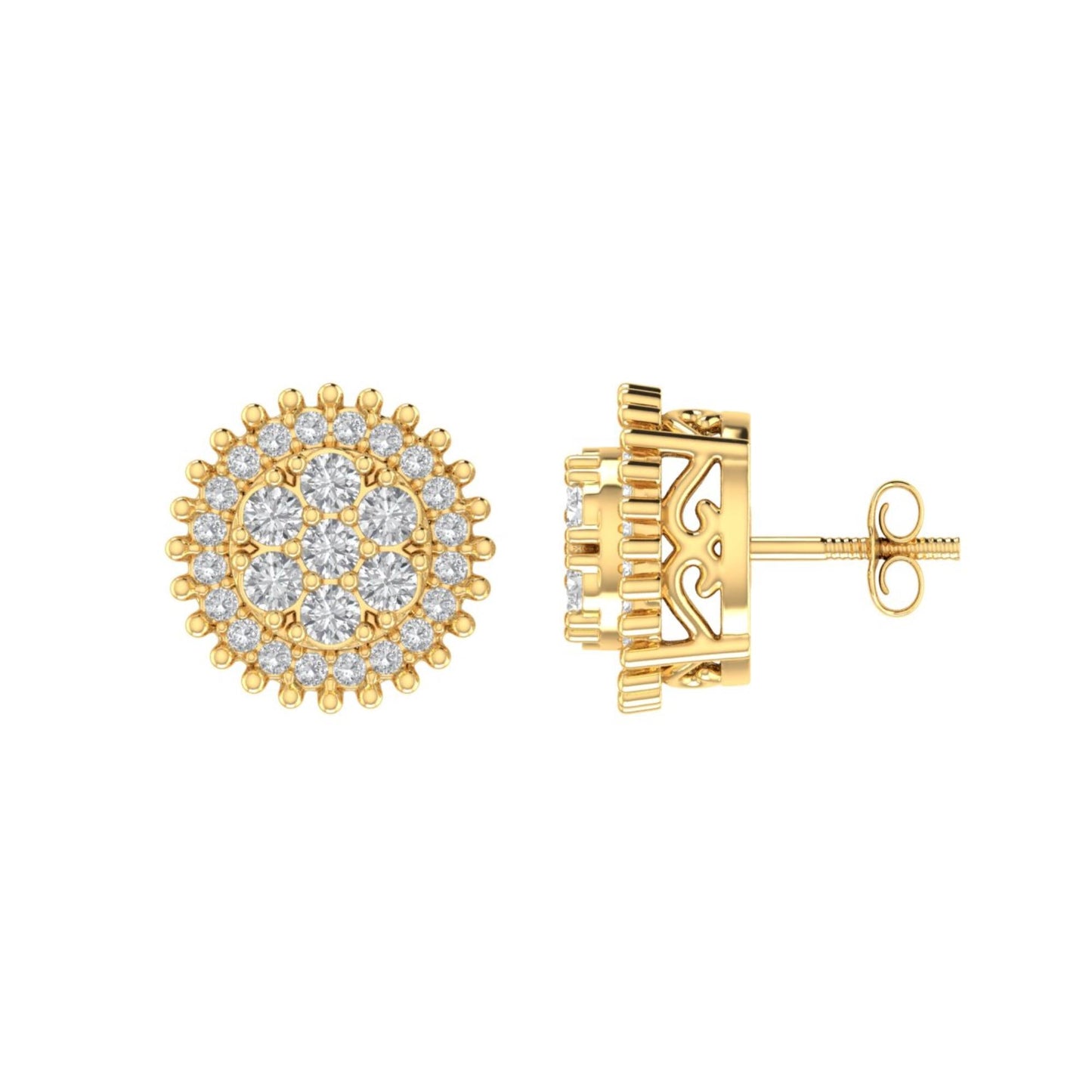 Sterling Silver Round Diamond Circle Designer Stud Earring RP+GP 3/8 Cttw