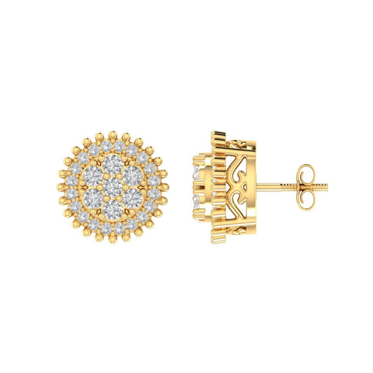 Sterling Silver Round Diamond Circle Designer Stud Earring RP+GP 3/8 Cttw