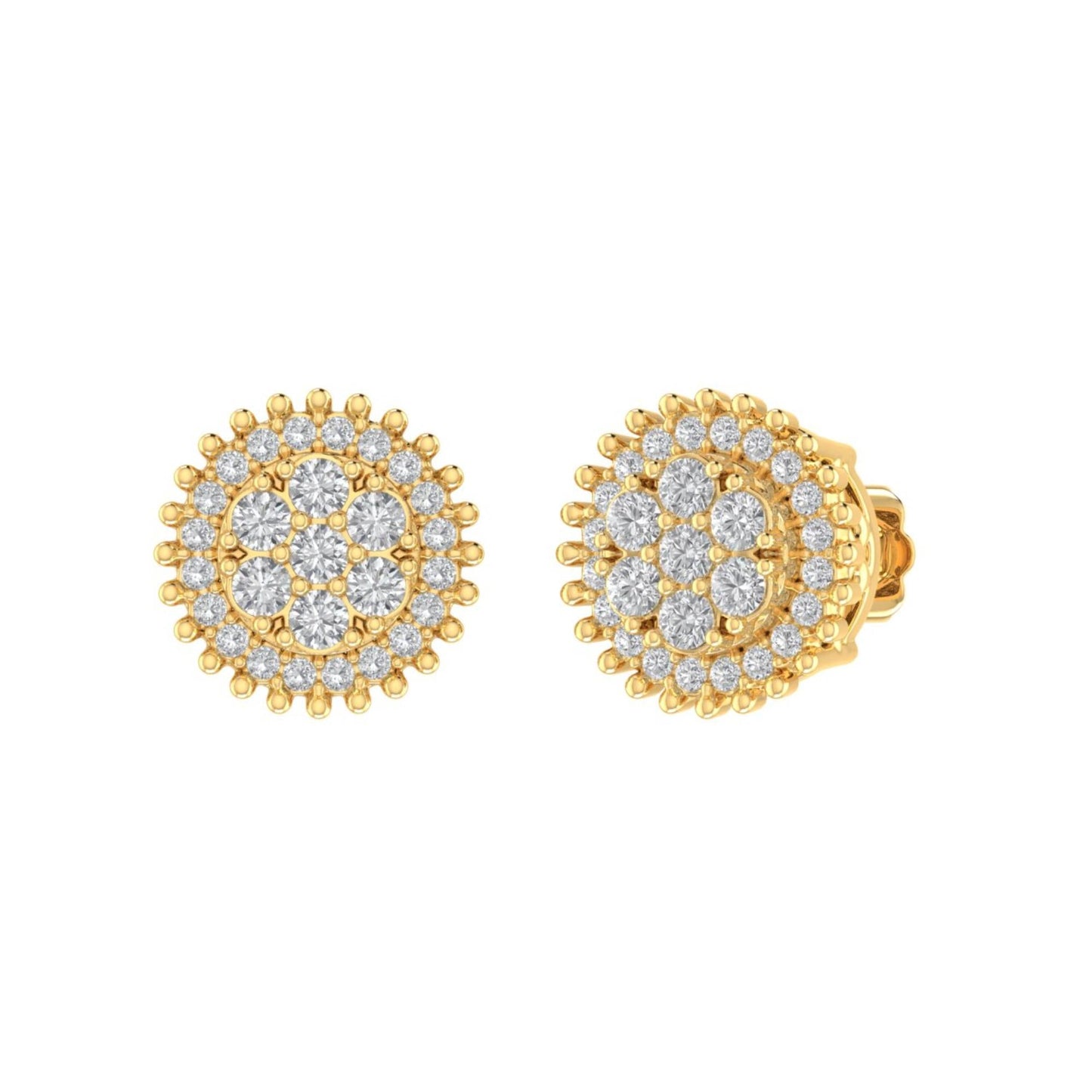 Sterling Silver Round Diamond Circle Designer Stud Earring RP+GP 3/8 Cttw