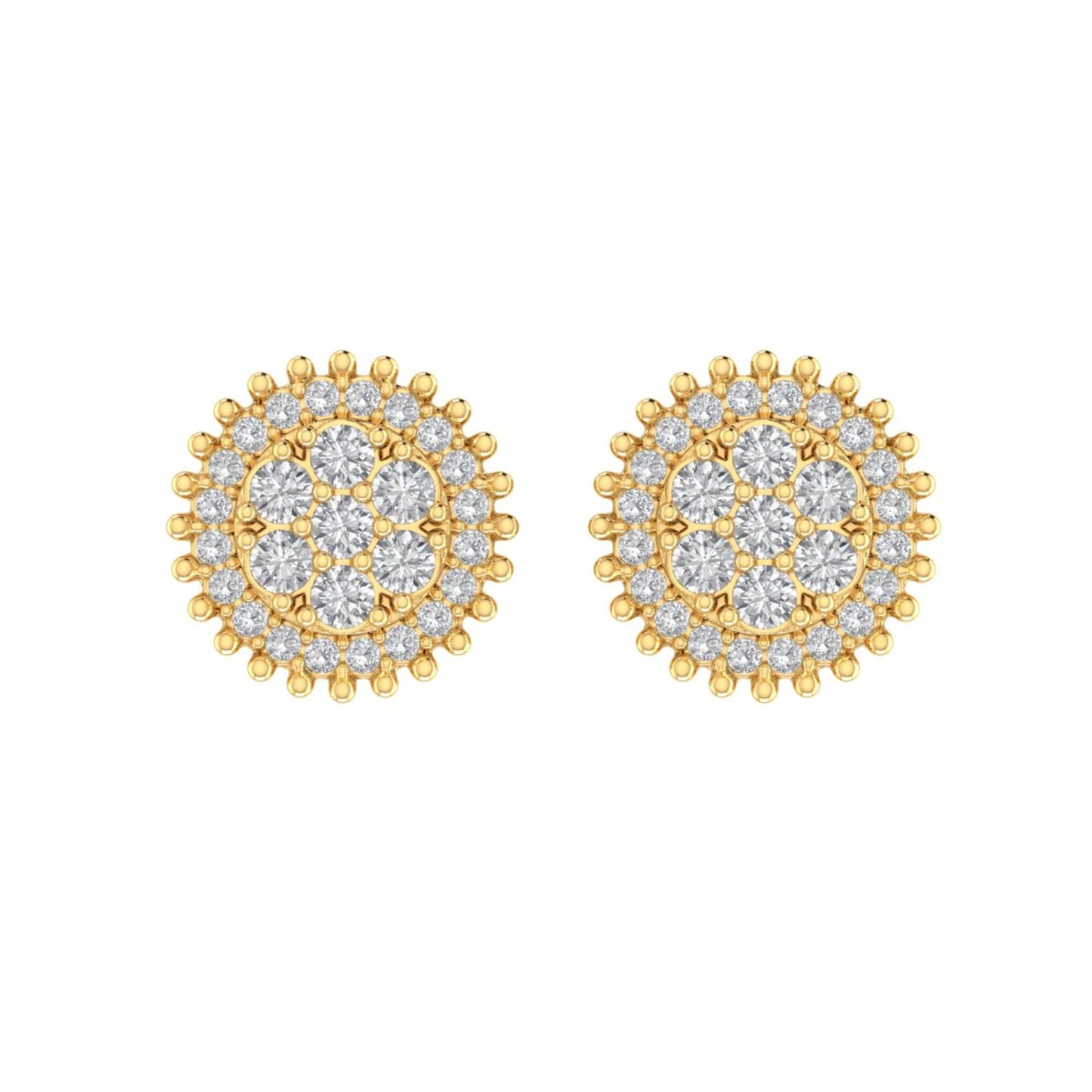 Sterling Silver Round Diamond Circle Designer Stud Earring RP+GP 3/8 Cttw