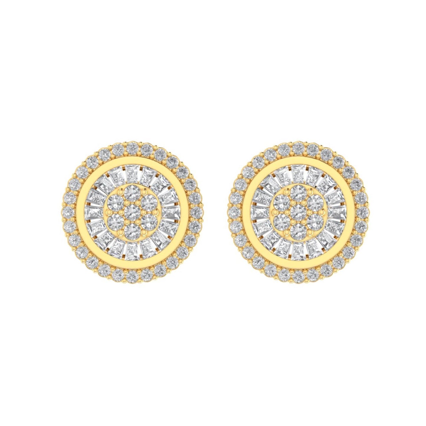 Sterling Silver Round Baguette Diamond Circle Shape Designer Stud Earring RP+GP 1/2 Cttw